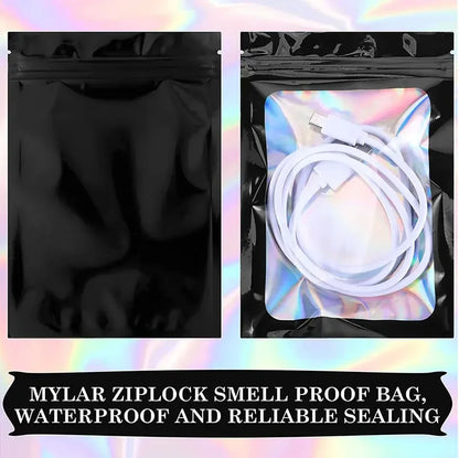 Ziplock Bags 100PCS Holographic Bag Zip Lock Gift Bags Plastic Iridescent Storage Zip Packaging Bags for Earrings Jewelry