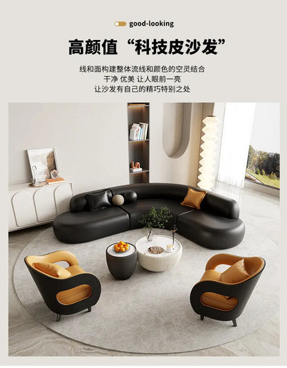 Italian Minimalist Office Sofa Modern High-end Living Room Corner L-shaped Reception Sofa Guest Area Office Furniture FYOS
