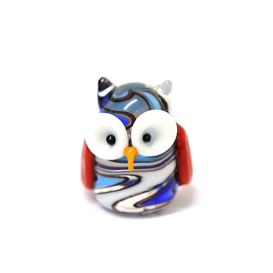 Handmade Mini Glass Owl Craft Figurine Japan Style Cartoon Animal Ornament Gift for Fairy Garden Home Tabletop Decor Accessories