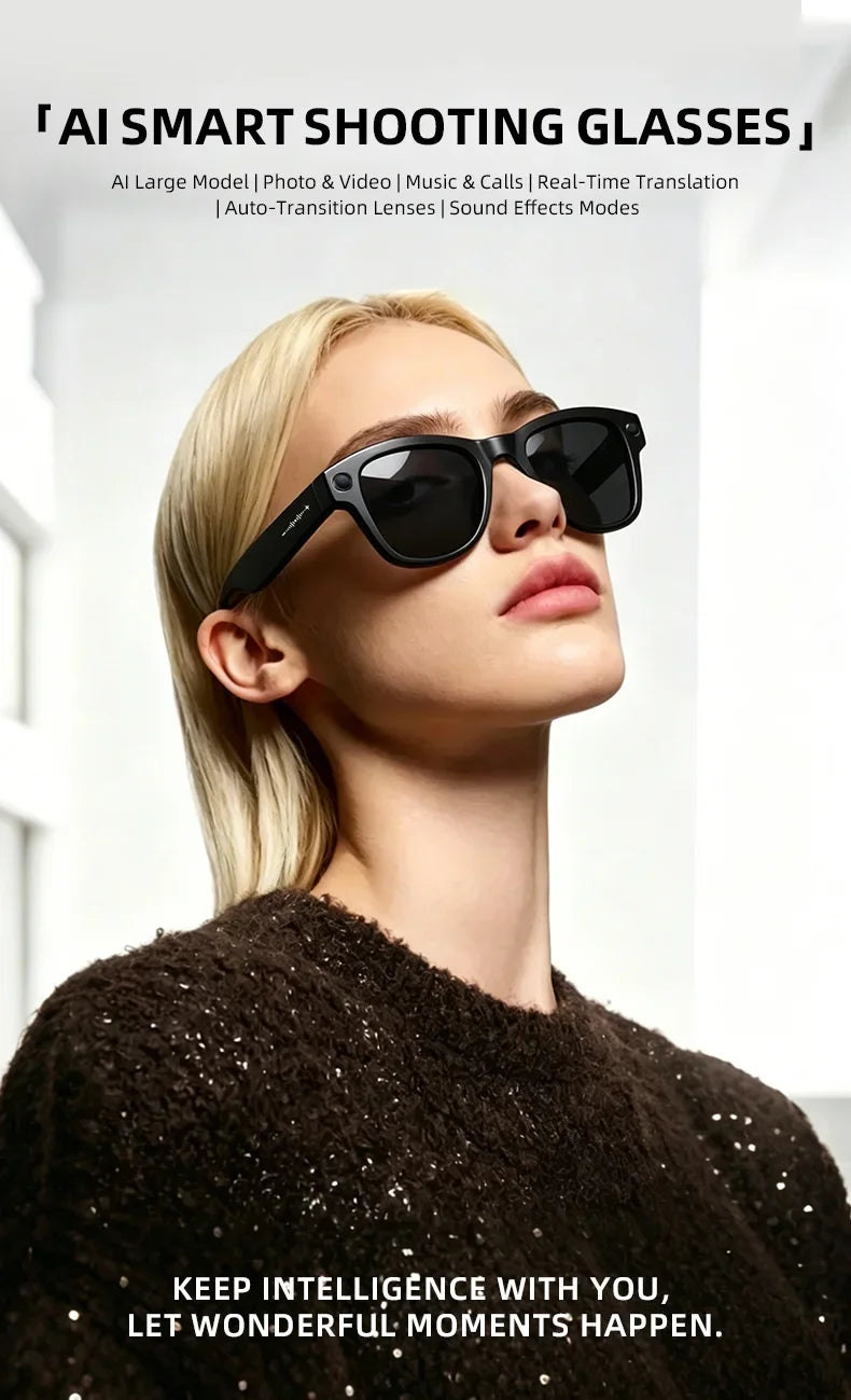 2026 New Smart Glasses Video Recording AI Dialogue Translation 800W HD Camera EIS Anti-Shake Shooting Smart Glasses Men Women