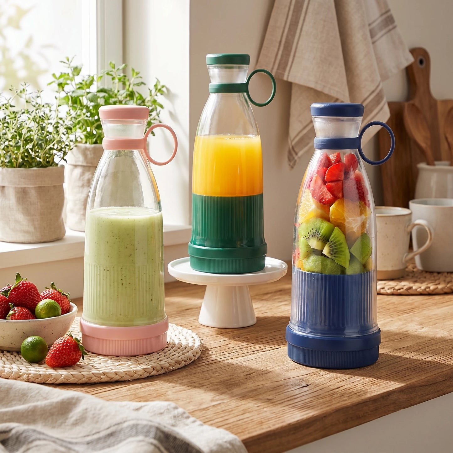 Portable Electric Juicer Cup with 6 Blades USB Mini Milkshake Blender Fresh Fruit Milk Mixing Tool for On-the-Go