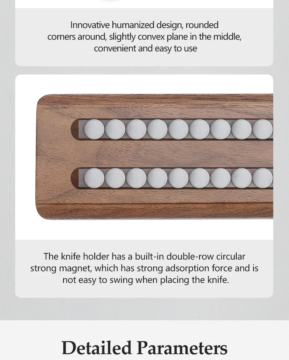XINZUO 40cm Walnut Solid Wood Magnetic Knife Holder Double Row Strong Magnetic Force No Nails/ Punching Kitchen Accessories