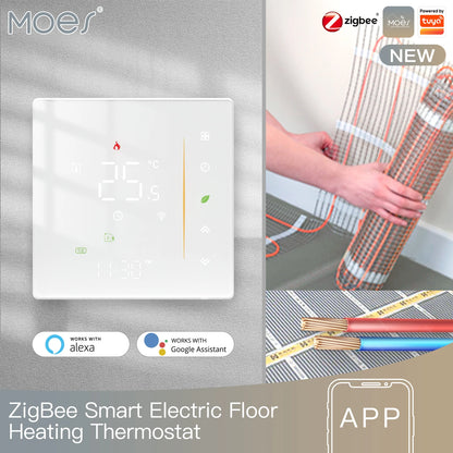 Moes Tuya Zigbee Thermostat Room Temperature Controller of Water/Electric Floor Heating Gas Boiler Humidity Support Alex 5A/16A