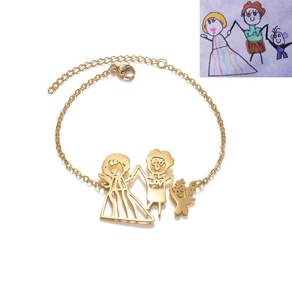 Treebud Custom Personalized Children's Drawing Necklace Stainless Steel for Women Men Special Logol Artwork Pendant Jewelry Gift