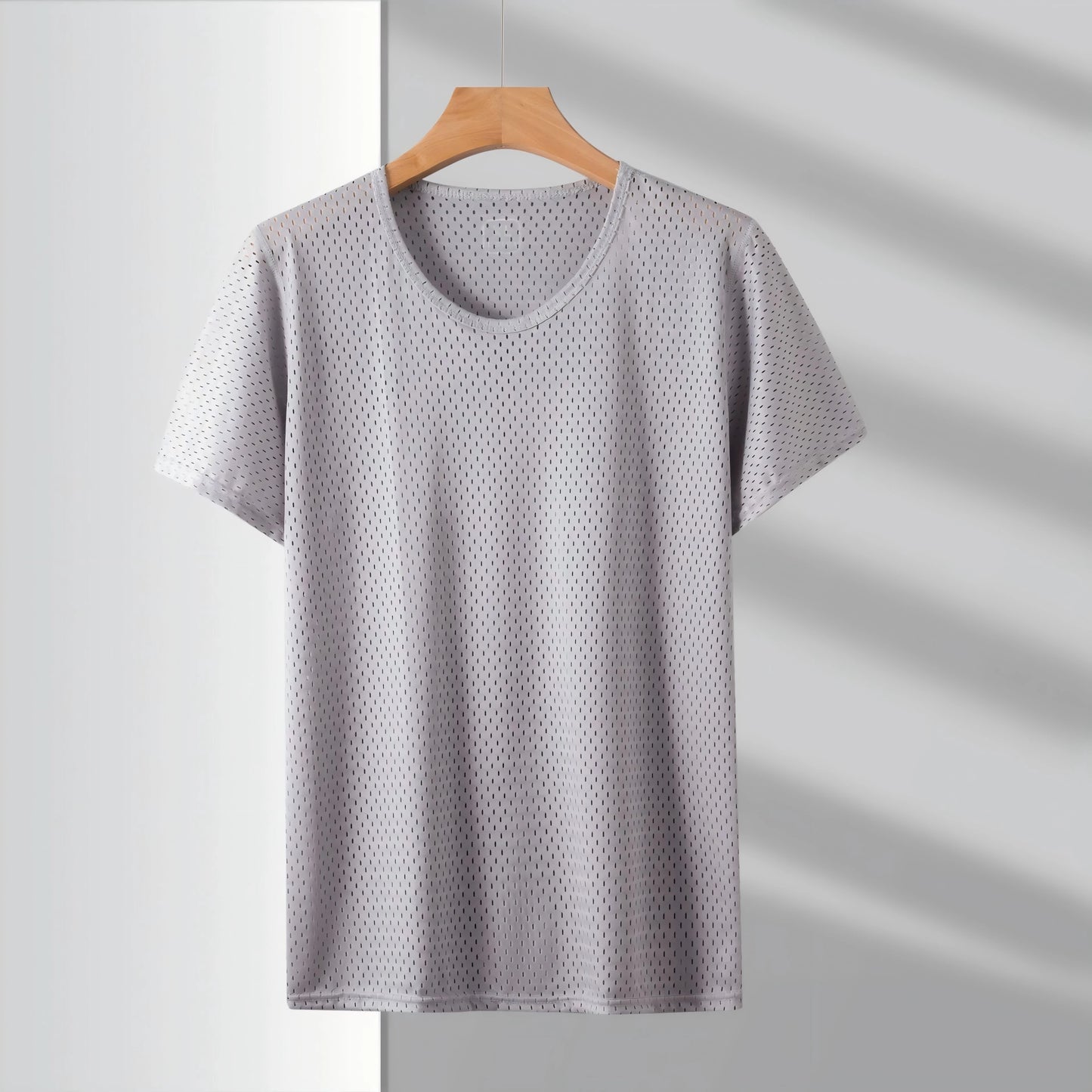 Men's Ice Silk Mesh Vest O-Neck Lightweight Sports Summer Wear Sleeveless T-shirt Tank Top Casual Fashion Outerwear