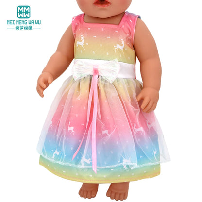 Fits 17-18inch American Doll and New Born Doll Clothes Fashion Dresses, Hooded Jumpsuit, Cardigan Strap Skirts Toys Gifts
