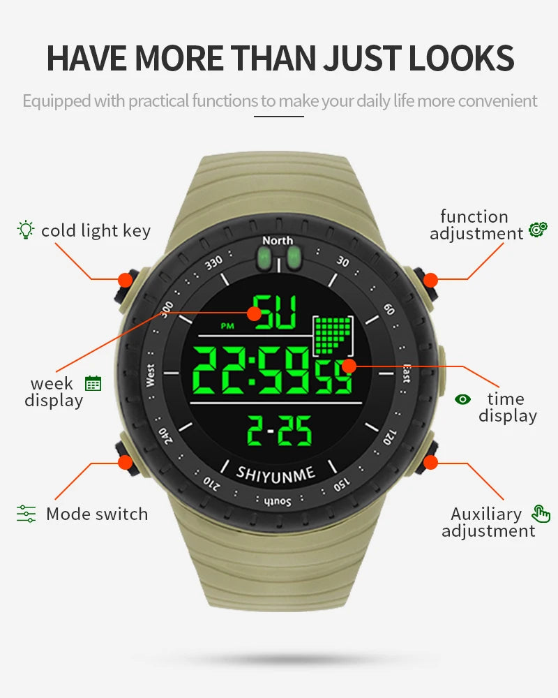 Top Men's Sports Watch 50M Waterproof Military Display Clock Man Watches LED Digital Luxury Fashion  Electronic Wristwatch  2111