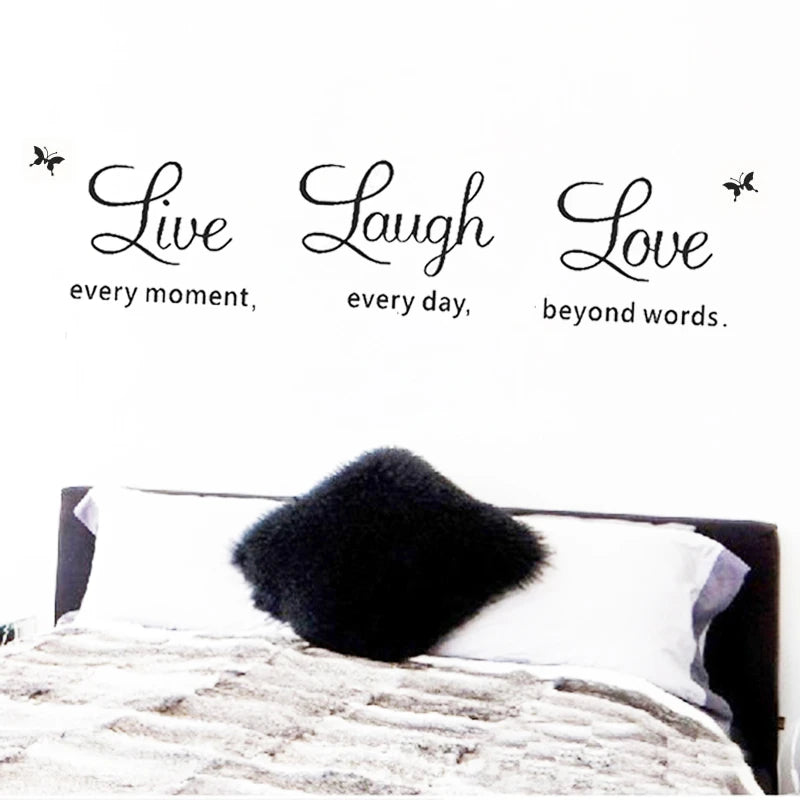 Live Every Moment Laugh Every Day Love Beyond Word Inspirational Quotes Wall Art Stickers Bedroom Home Decoration Diy Pvc Decal
