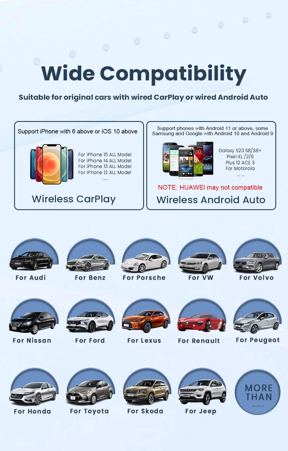 CarRocket 2in1 Wireless CarPlay Dongle Android Auto Adapter AI Smart Box Car Intelligent Systems for Car with Wired CarPlay