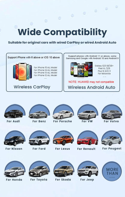 CarRocket 2in1 Wireless CarPlay Dongle Android Auto Adapter AI Smart Box Car Intelligent Systems for Car with Wired CarPlay
