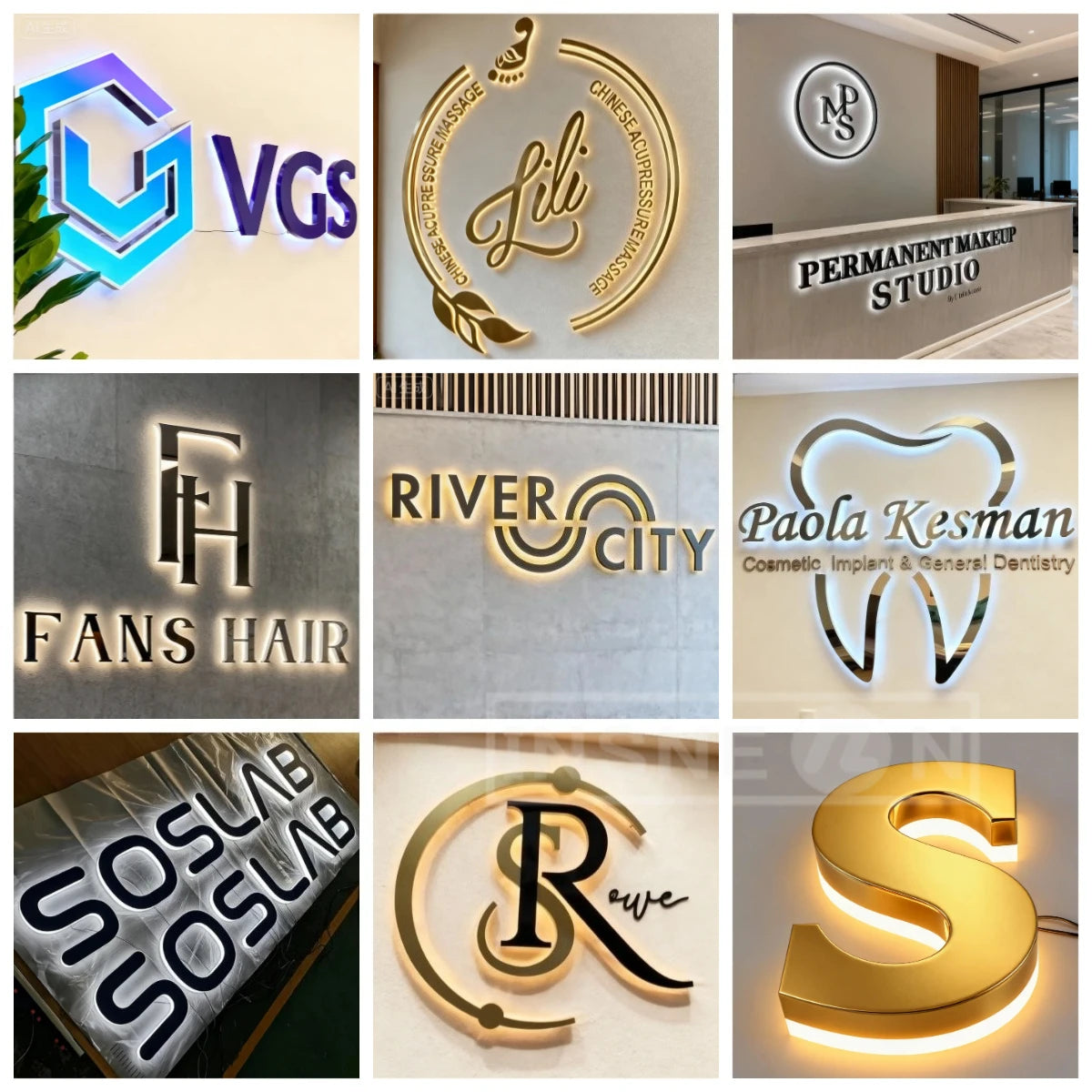 Custom 3D Metal Letter LED Illuminated Signage - Backlit Halo Front Lit Wall Logo for Indoor Outdoor Commercial Business Decor