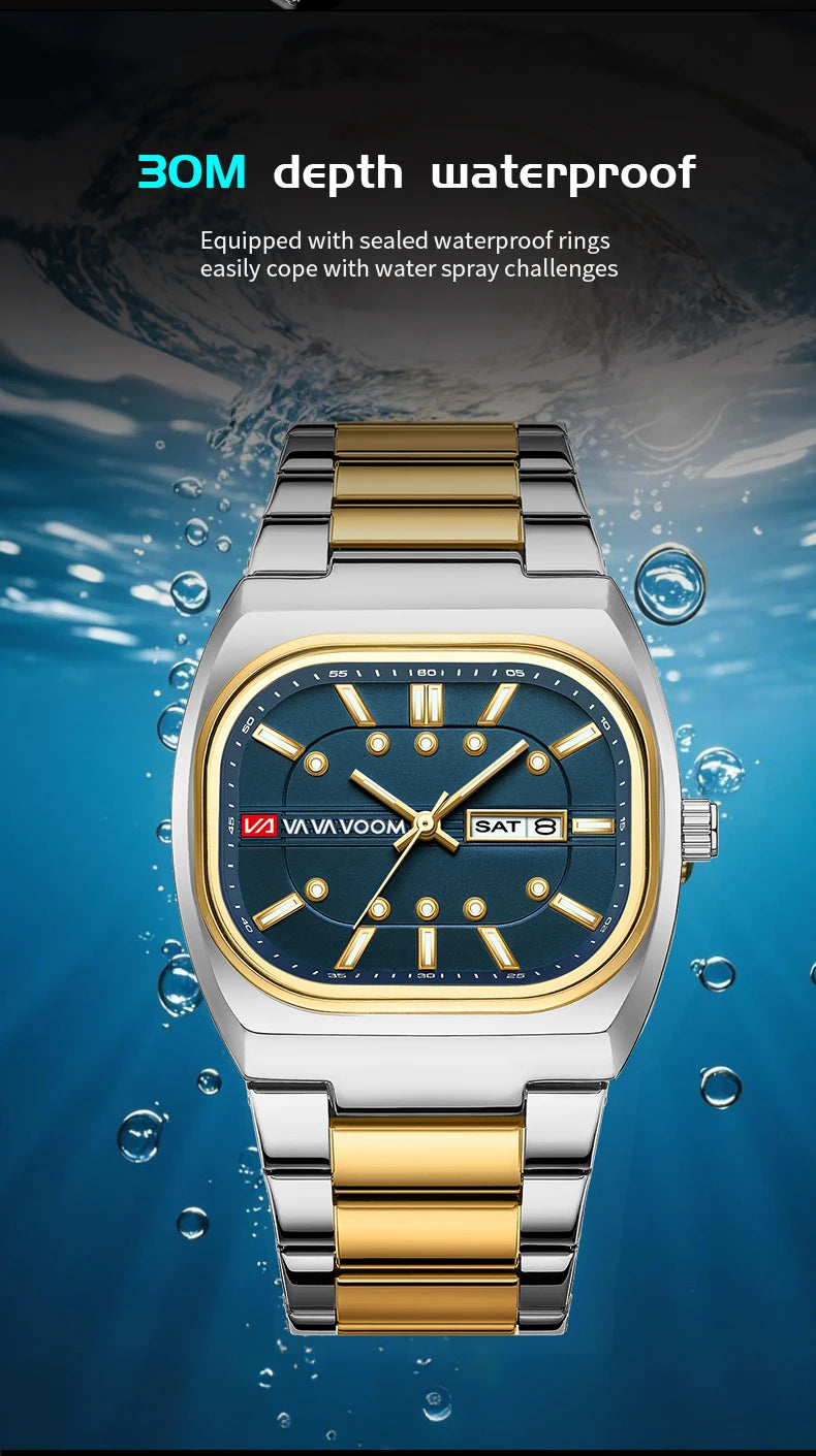 2026 New Men Watches 40mm Square Quartz Movement Analog Diving Series Clock Black Stainless Steel Top Brand Watch for Men montre