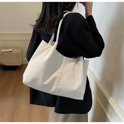 Fashion Women's Bag Large Capacity Tote Daily Commute Women's Shoulder Bag Black Soft PU Leather Handbag Shopping
