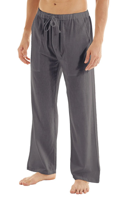 Men's Casual Linen Cotton Yoga Pants Breathable Loose Sweatpants Beach Trousers Lounge Pants Elastic Waist Fitness Pants