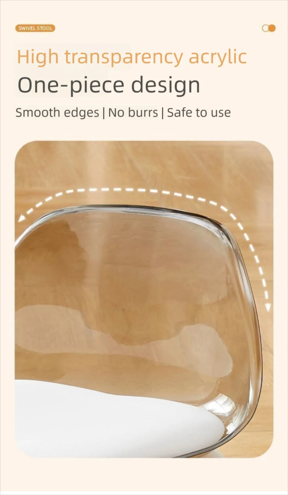 New Transparent Small Stool Universal Wheel Simple Low Chair Multifunctional Noiseless Backrest Seat Household
