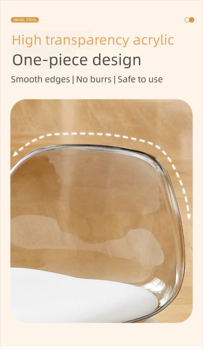 New Transparent Small Stool Universal Wheel Simple Low Chair Multifunctional Noiseless Backrest Seat Household