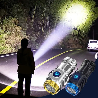 Type-C Rechargeable Waterproof Flashlight Adjustable Brightness Flash Light Super Bright Flashlight Powerful Handheld Flashlight