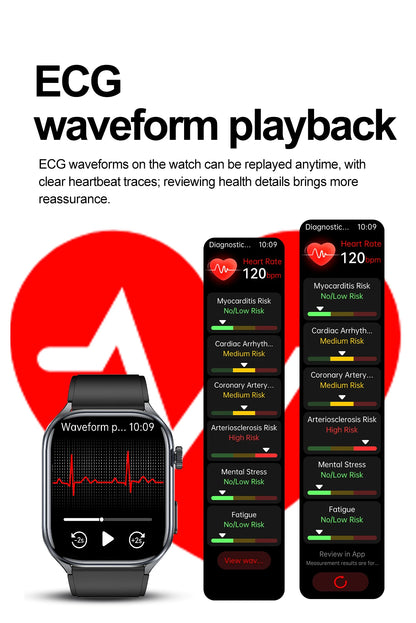 2026 New Accurate ECG Smart Watch Heart Health Analysis Blood analysis Blood Lipid Blood Pressure BT call Smart Watches For Men