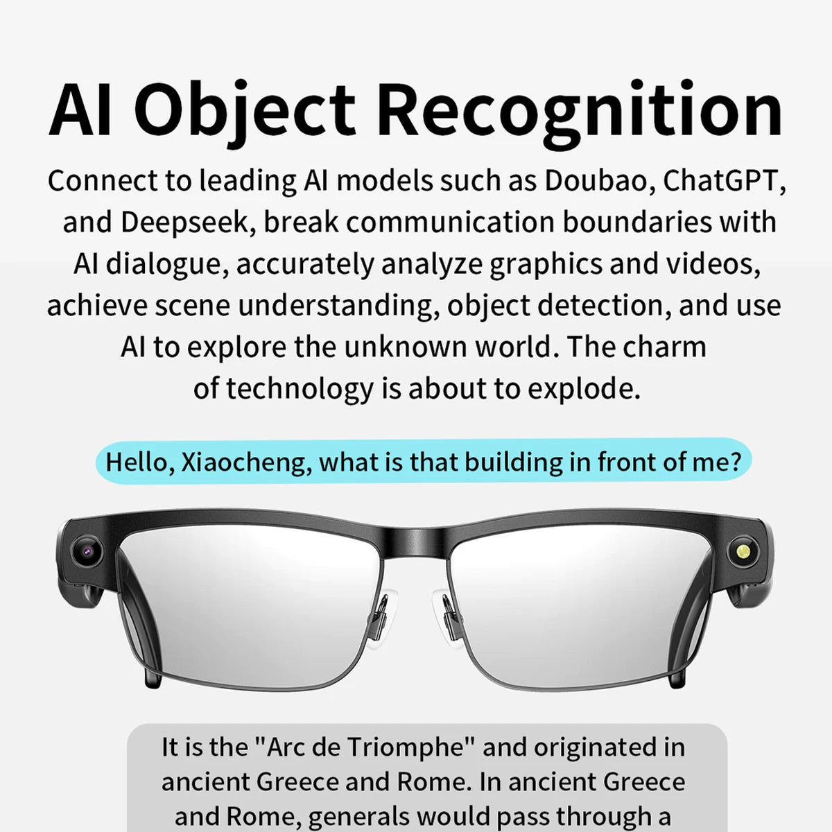 Okulary AI Smart Camera HD Tłumaczenie w Czasie Rzeczywistym Bezprzewodowe Bluetooth Połączenia Dotykowe Sportowe dla Mężczyzn Muzyczne Okulary z Tłumaczem Języka