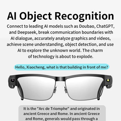 Okulary AI Smart Camera HD Tłumaczenie w Czasie Rzeczywistym Bezprzewodowe Bluetooth Połączenia Dotykowe Sportowe dla Mężczyzn Muzyczne Okulary z Tłumaczem Języka
