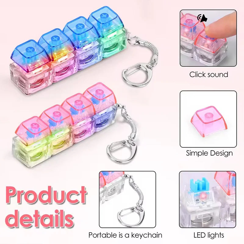 Original Multi-Style LED Light-Up Keycap Keychain Clicker Fidget Toy Stress Relief Portable Desk Accessory for Kids Adults