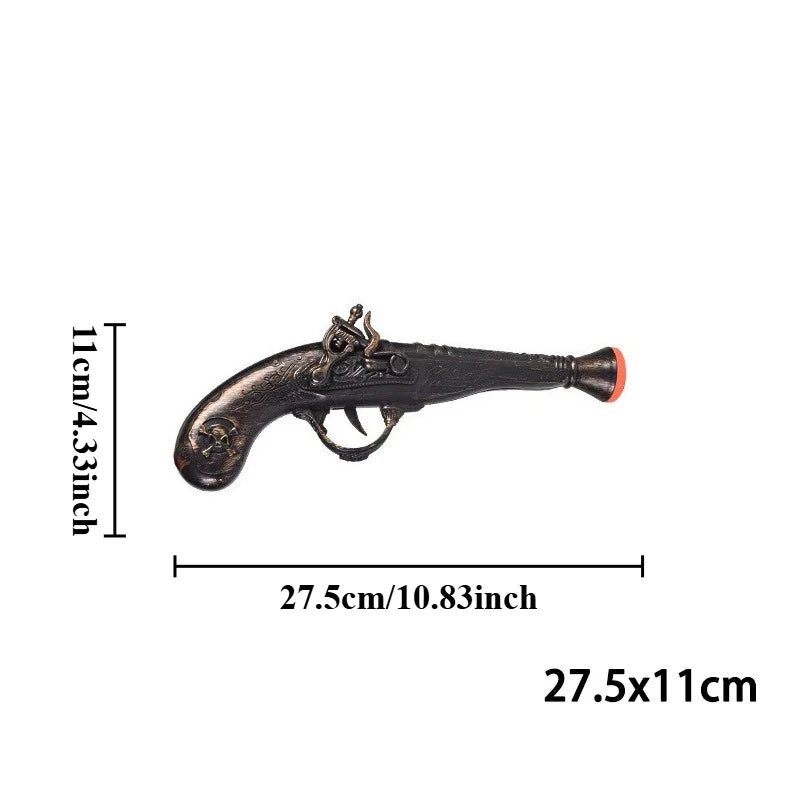 Vintage Carved Pirate Toy Gun 3D Relief Pistol Model Ornament Plastic Simulation Collection Non-shooting Halloween Cos Prop