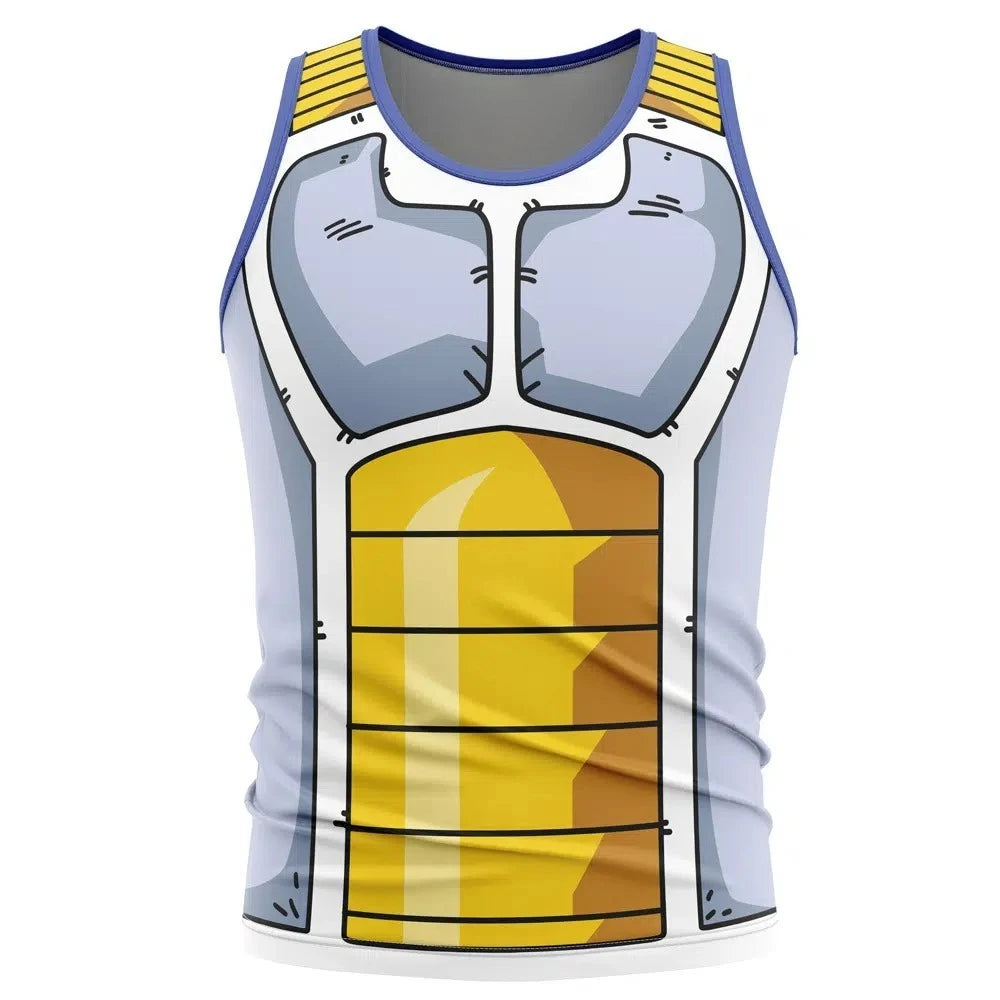 2026 Summer Dragon Ball Vegeta Saiyan Armor Cosplay Tank Top, 3D Print Retro Streetwear Oversized Polyester Top for Unisex Kids