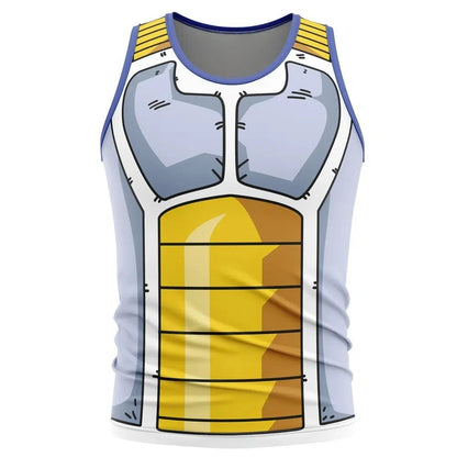 2026 Summer Dragon Ball Vegeta Saiyan Armor Cosplay Tank Top, 3D Print Retro Streetwear Oversized Polyester Top for Unisex Kids