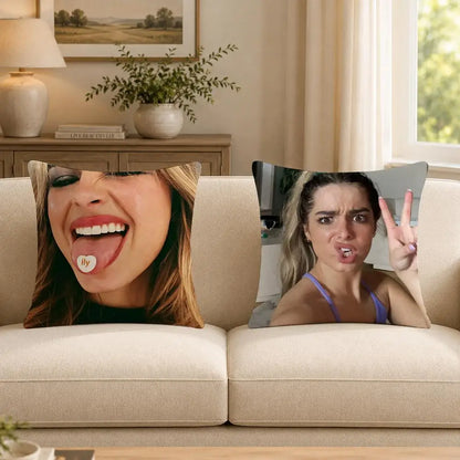 Person A-Addison R-Rae Funny Cushion Cover Soft Short Plush Decorative Pillow Cover for Sofa Bedroom Easy to Clean