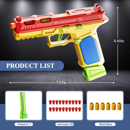 SIG17 Hanging Toy Gun Continuous Firing Building Block Pistol Shell Throwing Airsoft Blowback Toy Outdoor Shooting for Children