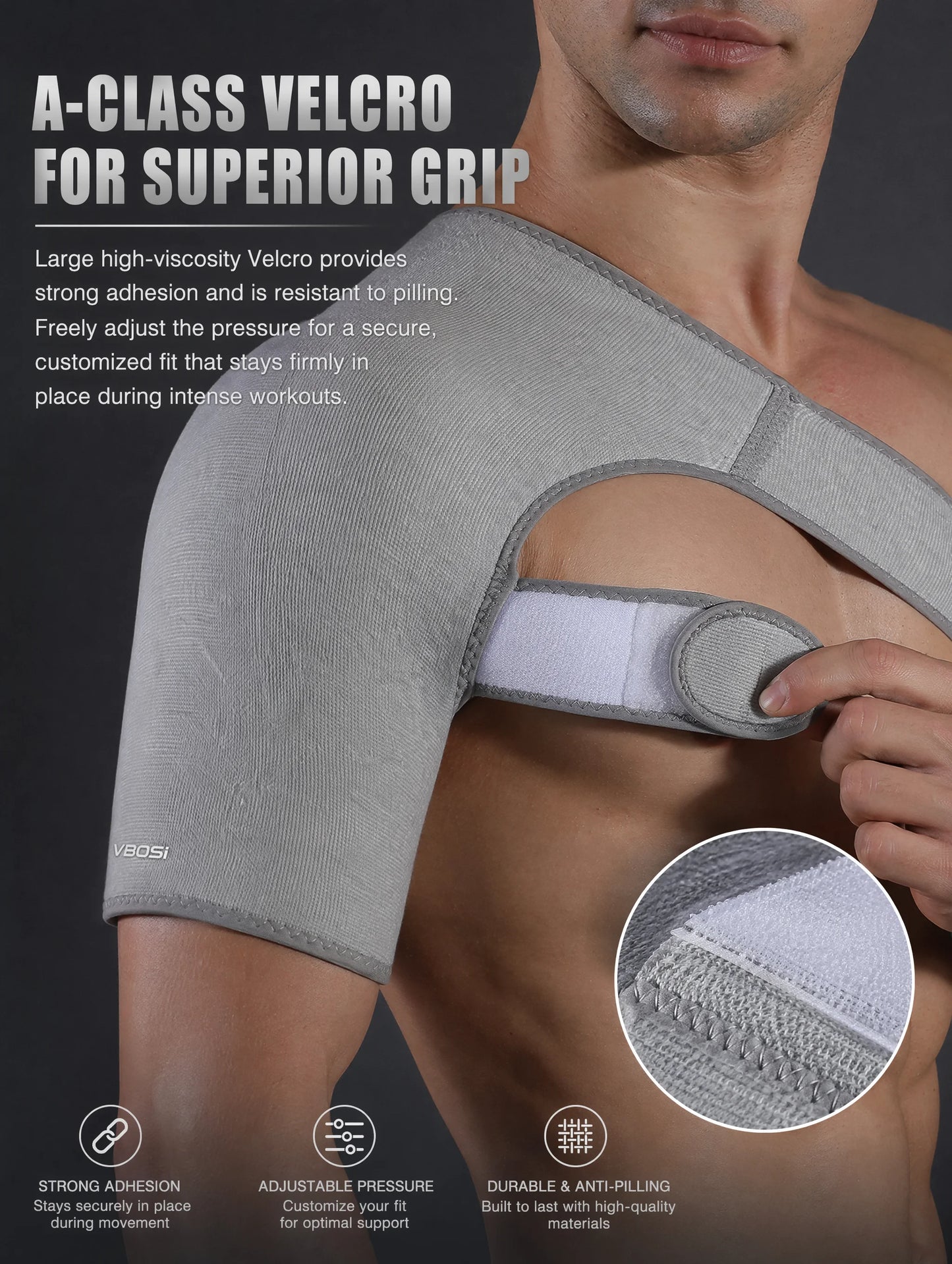 VBOSI Adjustable Compression Shoulder Support Brace Breathable Sports Shoulder Wrap for Men Women Gym Basketball Pain Relief Inj