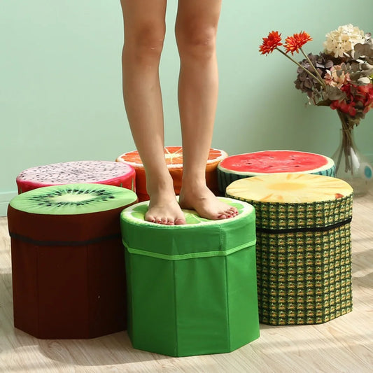 High Imitation Fruit Multifunctional Storage Stool, Foldable Storage Stool, Miscellaneous Storage Box, Can Sit on Octagonal Stoo