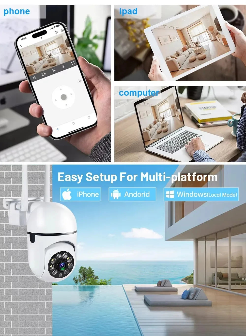 v360 pro WiFI IP Smart Camera 8MP HD Color Night Vision Wireless Home Security Camera 2-Way Sound And Motion Push Notification