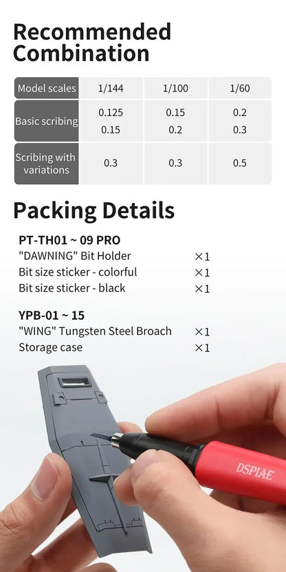 DSPIAE PT-TH PRO "WING"  Push Broach Push Knife Handle DIY Engraving Tool for Assembly Model Building Hobby Tools