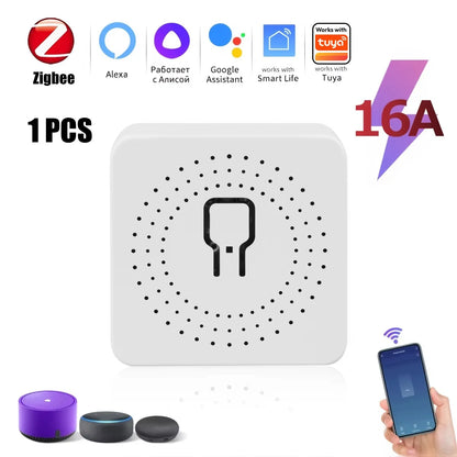 Mini Zigbee 3.0 WIFI Tuya Smart Switch 2-Way Control Relay Breaker Smart Life Home Automation Support Alexa Google Assistant