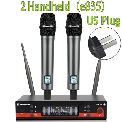 SENNESAI Ew100g3 Professional Dual Wireless Microphone Stage Performance 2 Channels 600-699MHz UHF Karaoke Metal Handheld