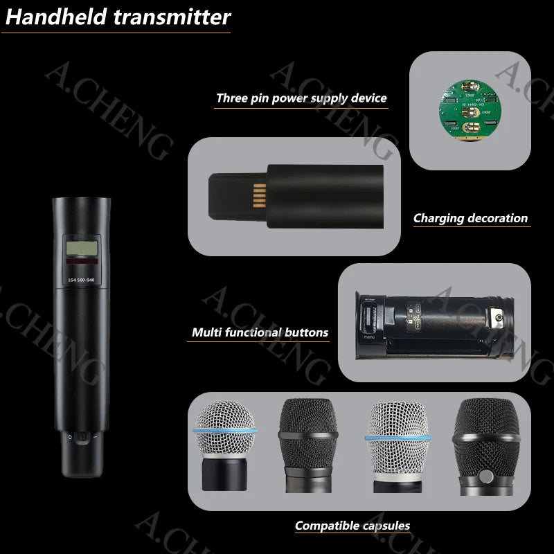 A.CHENG AD4G ksm11 Wireless Microphone System, High Quality Equipment, UHF, Professional, For Stage Performances, Long Distance