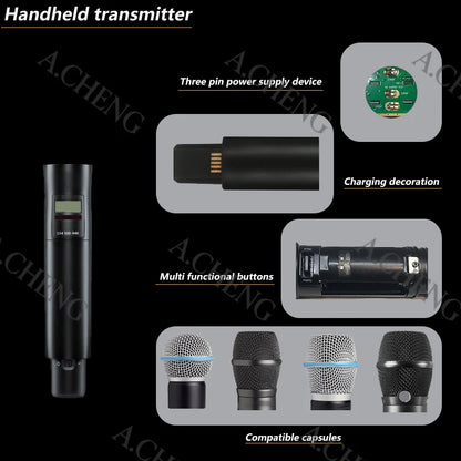 A.CHENG AD4G ksm11 Wireless Microphone System, High Quality Equipment, UHF, Professional, For Stage Performances, Long Distance