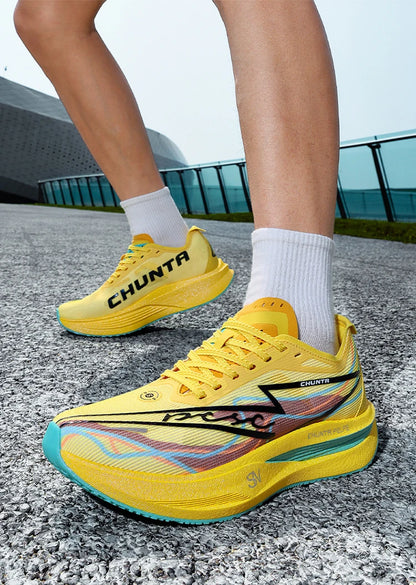 Men's and Women's Running Shoes Anti Slip and Shock-Absorbing Carbon Fiber Board Professional Marathon Chunta Sports Shoes