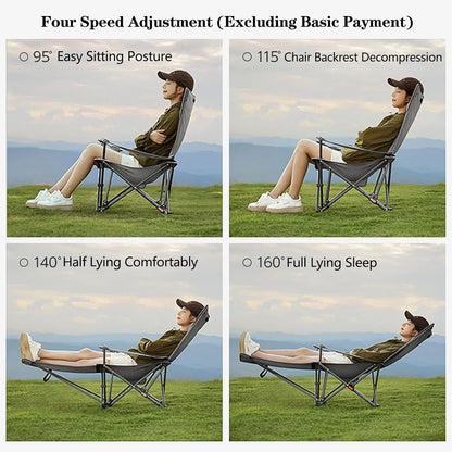 Folding Camping Chair with Armrests, Portable Outdoor Lawn Chair with Detachable Headrest Lightweight Fishing Chair for Picnic