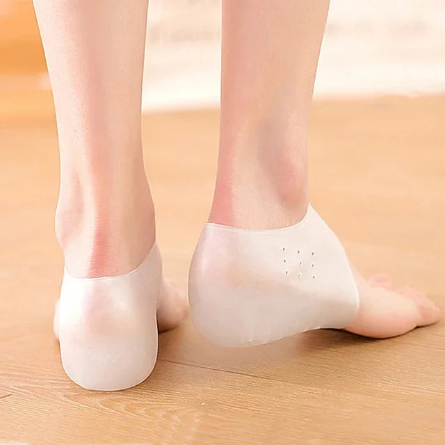 Unisex Invisible Height Increase 5CM Silicone Socks Gel Heel Pads Orthopedic Arch Support Heel Cushion Insoles Foot Massage Pad