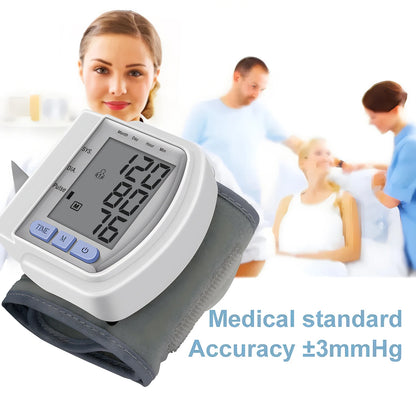 Wrist Blood Pressure Monitor Pulsometer Automatic Digital Tonometer Pulse Heart Rate Sphygmomanometer Use Battery