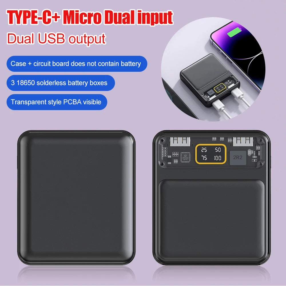 New DIY Power Bank Box 3x18650 Battery Charger Case Portable Fast Charging Case Solderless Power Bank Shell Batteries Charging
