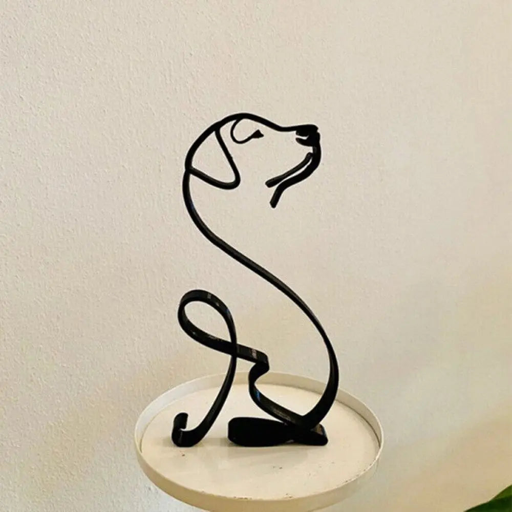 Wrought Iron Dog Statue Abstract Bulldog Dachshund Labrador Chihuahua Pastoral Dog Ornament Animal Sculpture Art Figurine Crafts