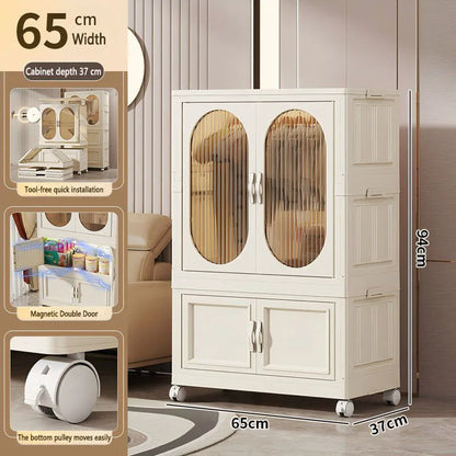 Foldable Baby Closet Plastic Infant Wardrobe Children's Clothing Storage Cabinet for Home Bedroom No Installation Needed