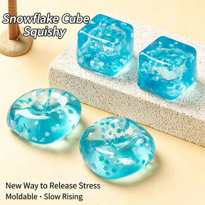 Summer Refreshing Water Cube Squeezable Stress Relief Toy Washable TPR Transparent Stress Relief Squeezable Soft Squishy Block