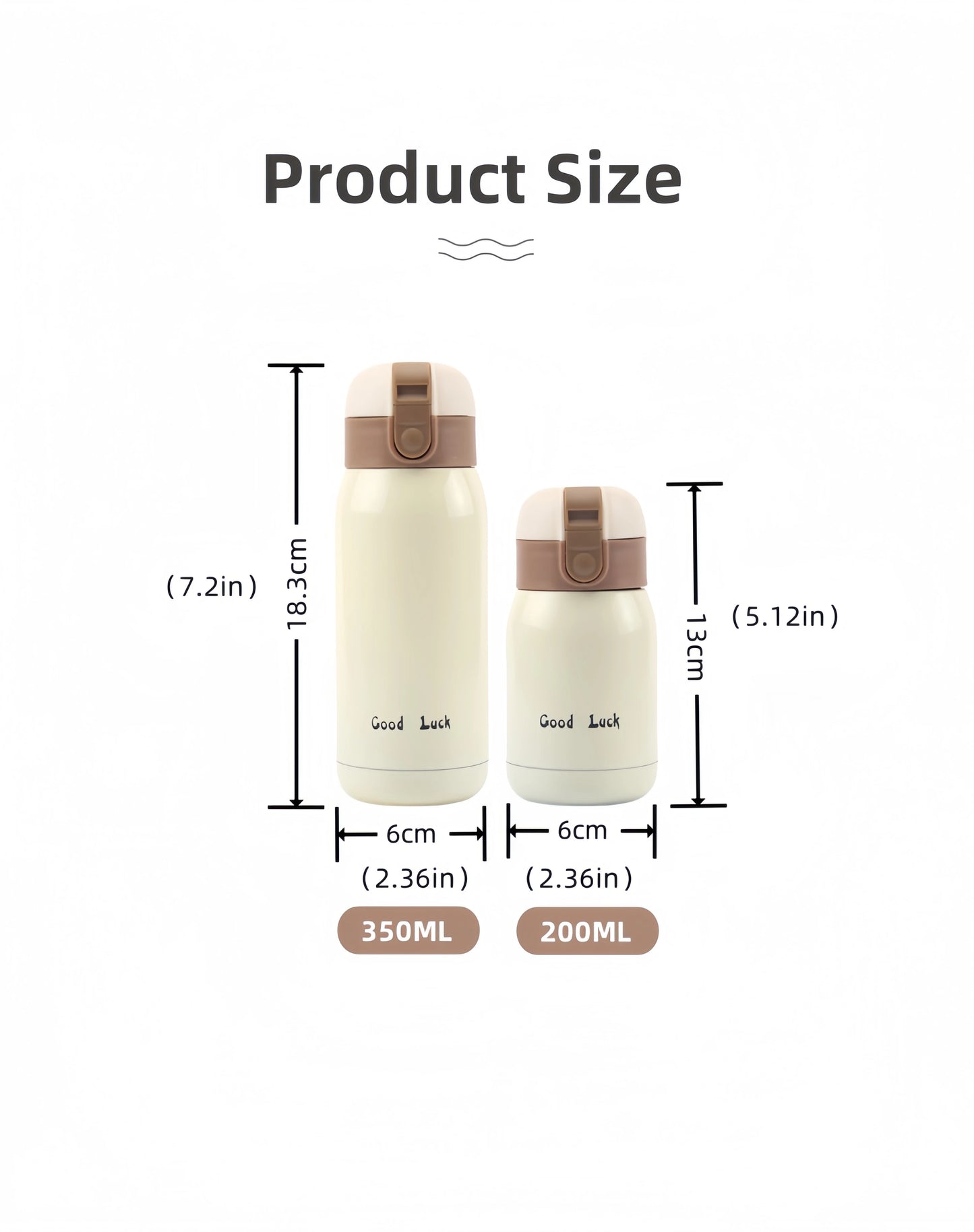 200/350ml Cute Mini Thermos Cup Stainless Steel Thermal Coffee Mug Portable Vacuum Flask Insulated Water Bottle with Button Lid