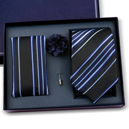 Elegant Ties For Men Classic Paisly Neck Tie Pocket Square Brooch Set With Gift Box Mens Business Wedding Suit Accessories