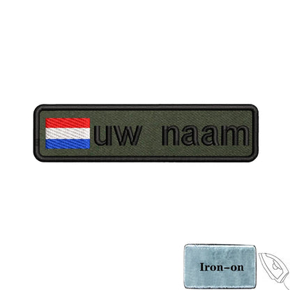 1PC 10cmX2.5cm Custom Name Flag Patch Badge Iron On Hook Loop Army green Netherlands Germany Russia France Belgium Italy Spain