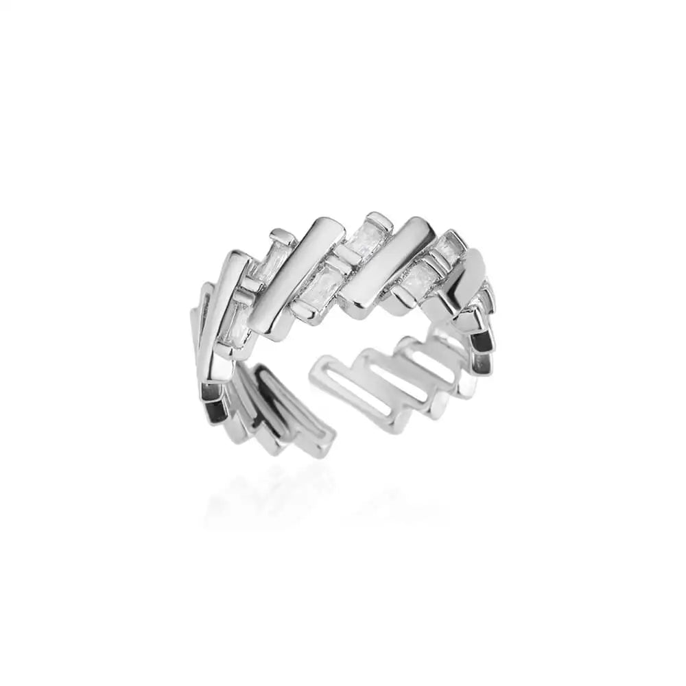 Blue Zircon Crown Rings For Women Stainless Steel Gold Color Adjustable Crown Ring 2026 Trend Design Female Wedding Jewerly Gift